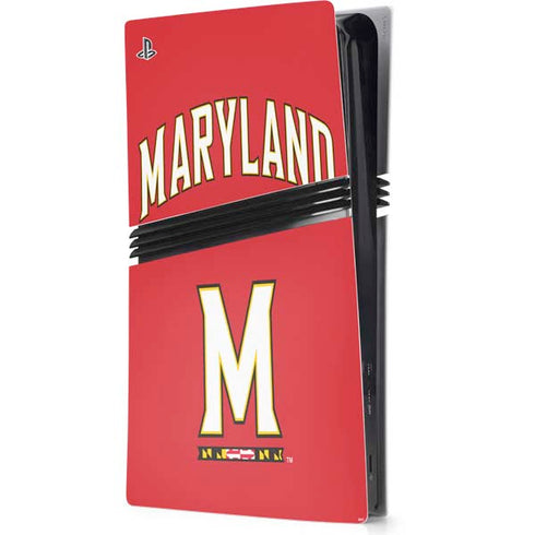 University of Maryland Collegiate Text Red PS5 Pro Console Skin